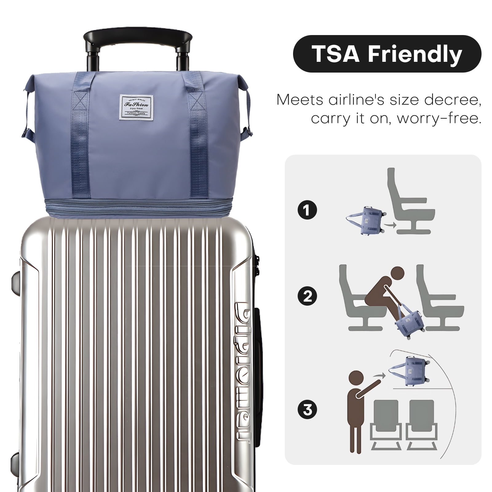 Expandable Rolling Travel Bag With 360° Detachable Wheels Foldable Luggage Bag Waterproof Carry On Overnight Tote For Home Storage Gym Moving Camping