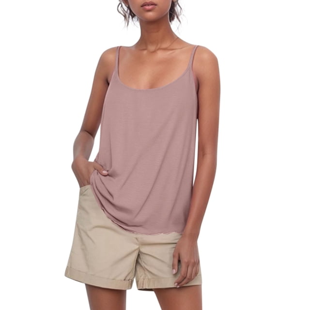 Hiiyo Camisole Rembourrée Sans Manches à Bretelles Spaghetti pour Superposition, Femmes