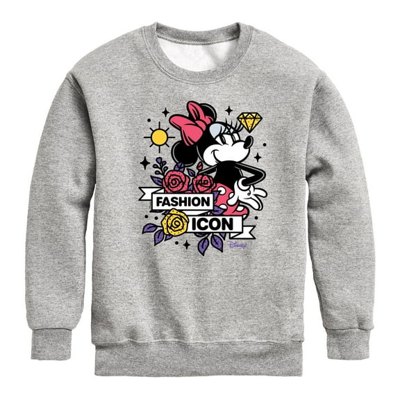 Disney - Minnie Mouse is a Fashion Icon - Youth Crewneck Fleece Sweatshirt