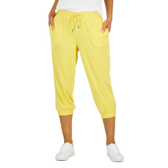 ID Ideology Women's Retro Recycled Capri Pants Yellow Size Medium