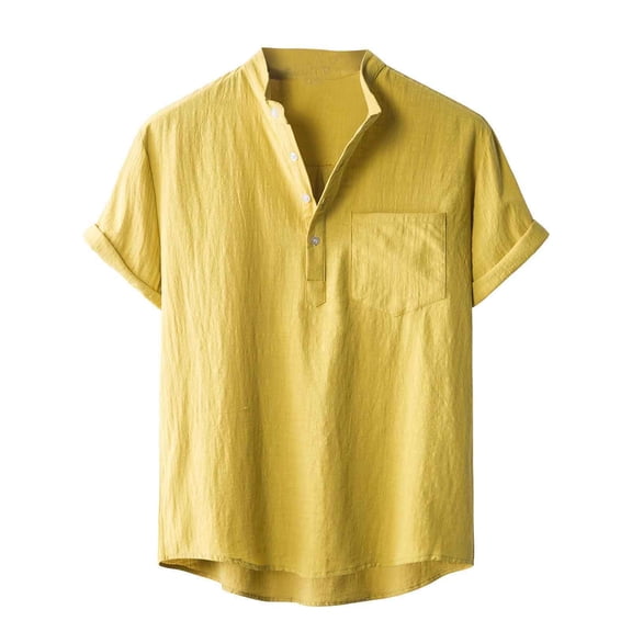Mens Plus Size Shirts Solid Color Shirt Short Sleeved Shirt Casual Sports Vacation Beach Top/shirt Blouse