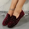 thumbnail image 4 of Miluxas Women’s Flat Shoes Dress Shoes Rhinestone Oversized Breathable Round Toe Soft Sole Slip on Walking Flats Shoes for Woman Wine 6.5(38), 4 of 9