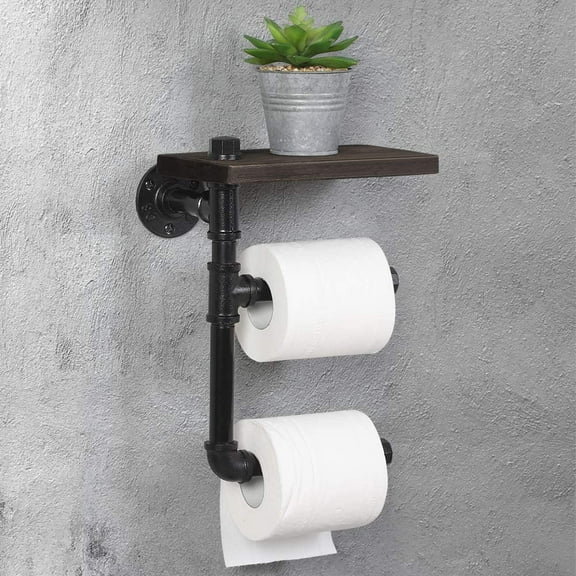 Oumilen Industrial Black Wall-Mounted Toilet Paper Holder