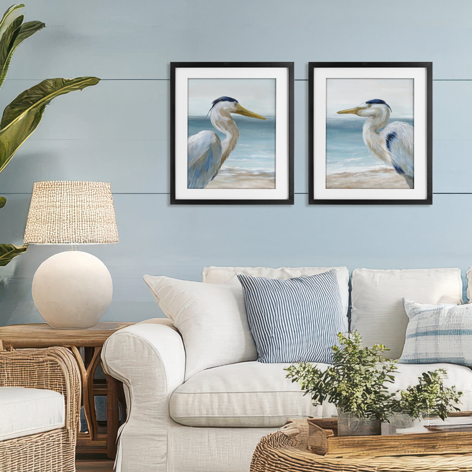 Stupell Industries Tranquil Gaze Herons 2 Piece Black Framed Print Under Glass Set, design by Nan
