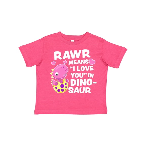 Inktastic Rawr Means I Love You in Dinosaur Valentine in Pink Girls Toddler T-Shirt