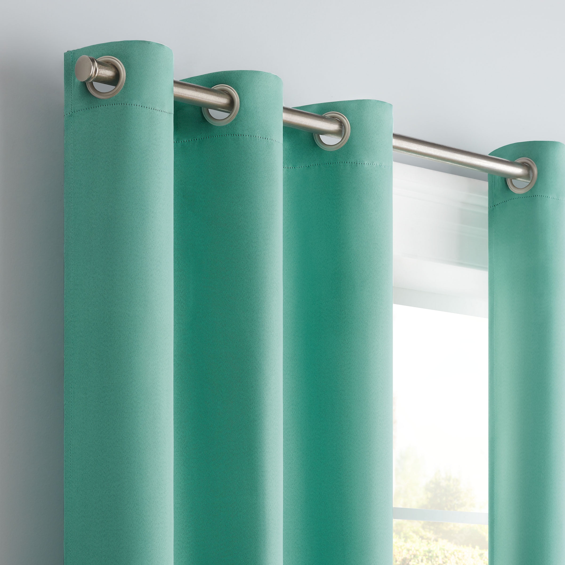 Eclipse Blackout Curtains, Darrell Thermaweave Grommet 37 in x 63 in Curtain Panel in Mint, Sold as a Single Curtain Panel