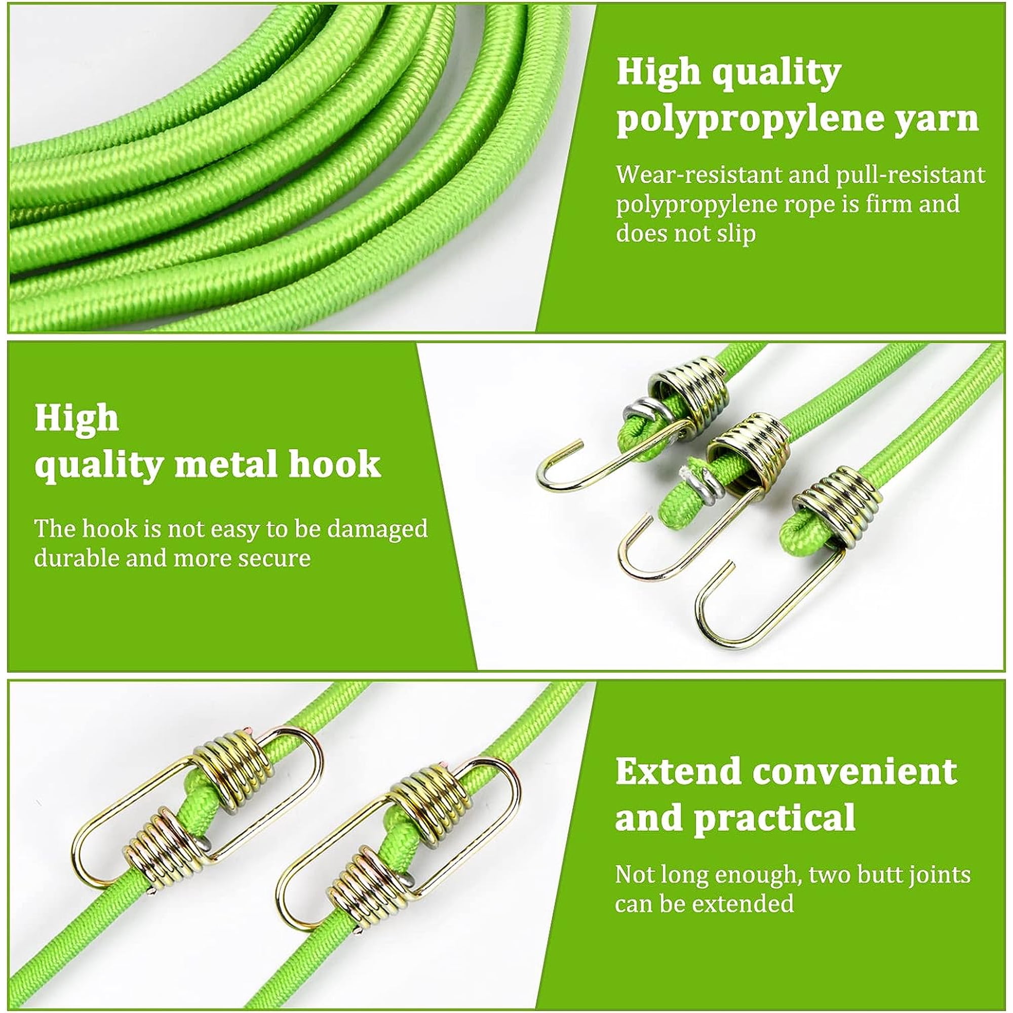 Illkjasfc Lot De 3 Sangles élastiques Pour Sécuriser Bâches, Bagages, Tentes, Résistantes Aux Intempéries, Robustes Avec Crochets