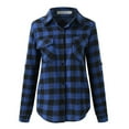 thumbnail image 3 of Aligament Womens Summer Tops, Plaid Shirts for Women Long Sleeve Christmas Fall Jacket, Blue M, 3 of 7