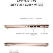 HP 14 HD Rose Gold Laptop Students Business, Intel Quad-Core Processor, 8GB RAM, 64GB eMMC+128GB Micro SD, 12H Battery Life, HDMI, Windows 11 Home in S Mode