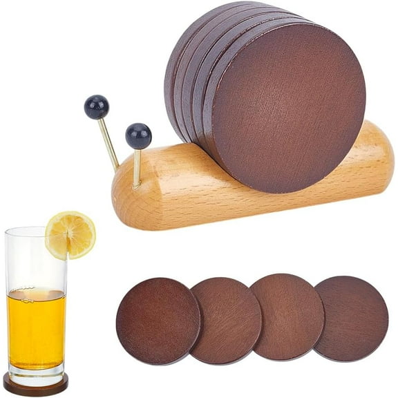 5Pcs Wooden Snail Coasters Set for Drinks Cute Coasters Funny Gifts House Warming Gifts New Home Decor Table Decor for Coffee Table Housewarming Room Decor Bar Holiday Party