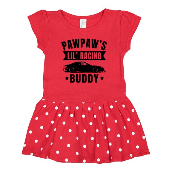 Inktastic Pawpaw's Lil' Racing Buddy with Car Silhouette Gift Baby Girl Dress