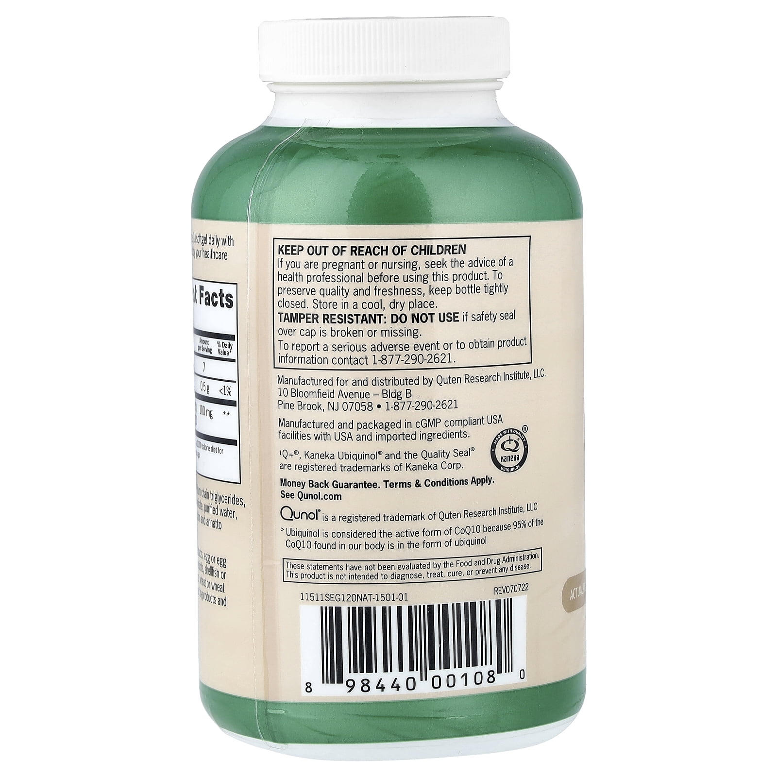 Qunol Ubiquinol, 100 mg, 120 Softgels