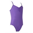 thumbnail image 2 of ZDHoor Kids Girls Spaghetti Strap Criss Cross Gymnastics Ballet Dance Leotard Dress Purple 5-6, 2 of 5