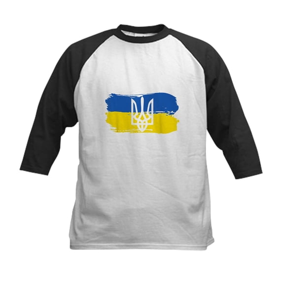 CafePress - I Stand With Ukraine Flag Emblem M Baseball Jersey - Kids Cotton Baseball Jersey, 3/4 Sleeve Shirt