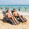 thumbnail image 1 of Gaderth Folding Lounge Chair Outdoor, Portable Reclining Chaise Lounge with 5 Position Adjustable Backrest, Removable Pillow and Side Pocket, Lightweight Foldable Chair for Beach Pool Patio Camping, 1 of 7