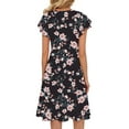 thumbnail image 3 of Fantaslook Women Summer Dresses V Neck Ruffle Sleeve Casual Flowy Sundresses Button Floral Midi Dress with Pockets, 3 of 8