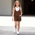 thumbnail image 4 of BFHHYA Girls Cotton Linen Rompers Spaghetti Strap Sleeveless V-Neck Shorts Jumpsuits Fashion Summer Rompers with Pockets 5-14 Y, 4 of 8