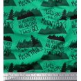 thumbnail image 1 of Soimoi Green Cotton Duck Fabric Mountains & Text Print Sewing Fabric Yard 56 Inch Wide, 1 of 5