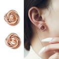 thumbnail image 2 of Mightlink 1 Pair Women Stud Earrings Hollow Metal Wire Entangled Shape Electroplated Anti-allergy Lightweight Ear Decoration Jewelry Party Prom Commute Ear Studs, 2 of 6