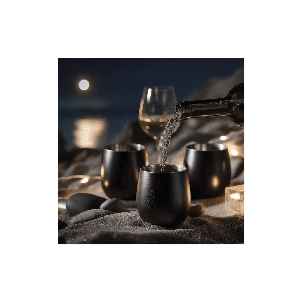 K&K Home Black Matte Stainless Steel Unbreakable Black Stemless Wine Glasses - 15 oz - Set of 4 Colored, Stemless Metal Wine Glasses Perfect for Outdoors, Weddings, and Parties