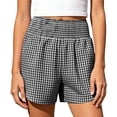 thumbnail image 3 of High Waisted Plaid Shorts for Women Loose Elastic Waist Summer Beach Sleepwear Relaxed Casual Shorts Bottoms with Pockets, 3 of 9