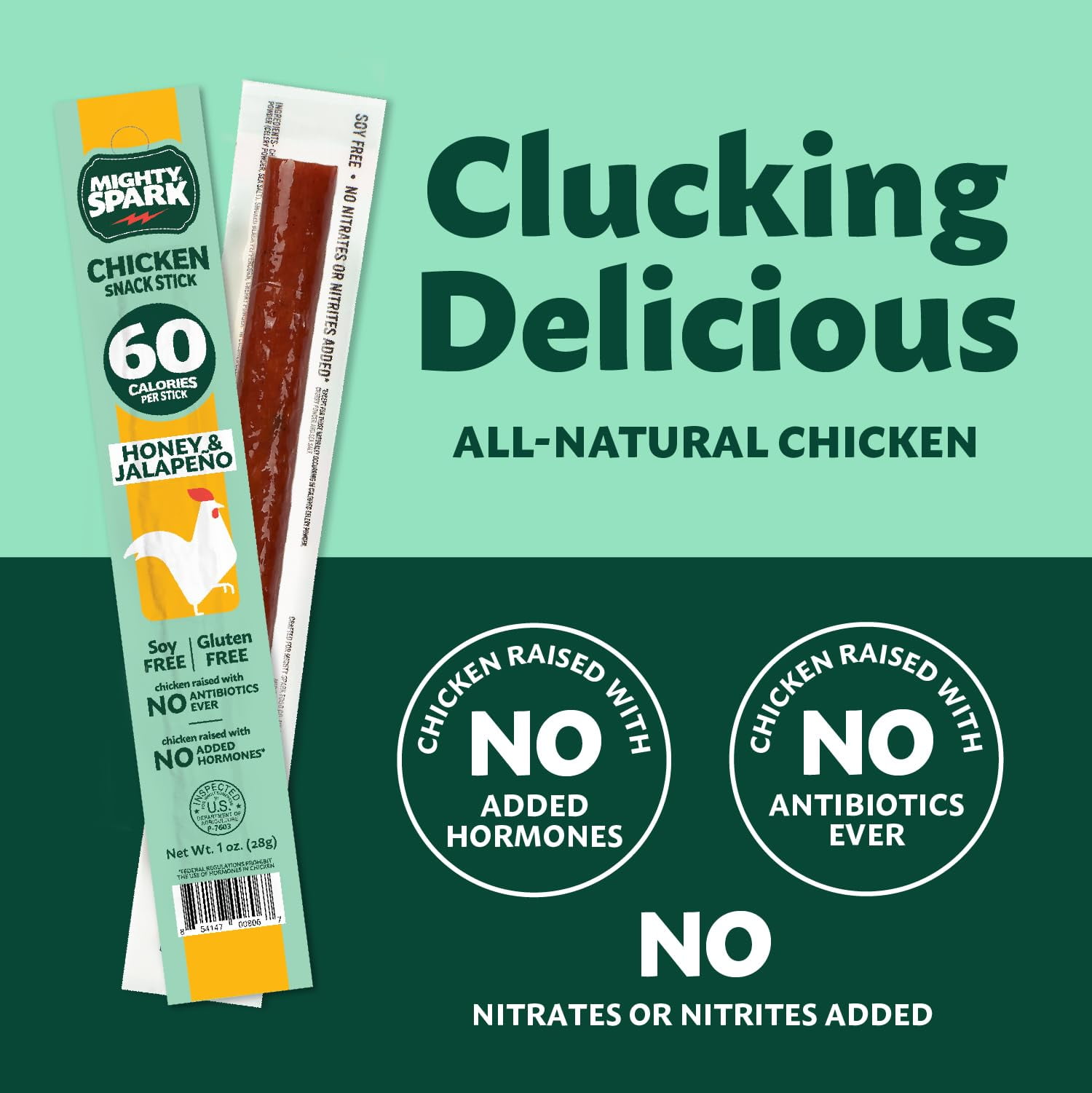Mighty Spark Chicken Sticks Honey and Jalapeno – Healthy Snacks for Kids & Adults, Gluten Free, Soy Free, Keto-Friendly, 12 count - Weight Watchers Approved