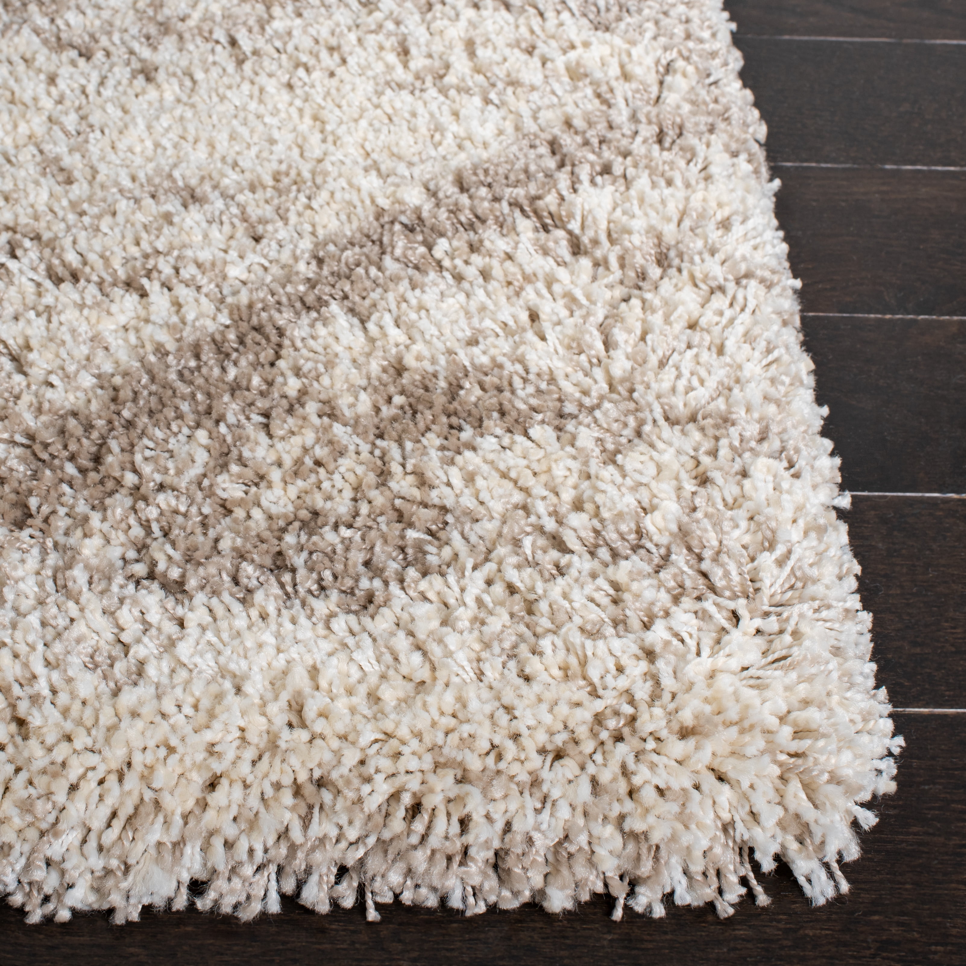SAFAVIEH Hudson Amias Plush Geometric Shag Area Rug, Multi Ivory/Beige, 9' x 12'