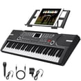 thumbnail image 1 of Piano con teclado de 61 teclas, piano con teclado electrónico portátil para principiantes con parlantes, micrófono, atril para partituras, 100 voces, 100 ritmos, teclado de música digital para princip, 1 of 5