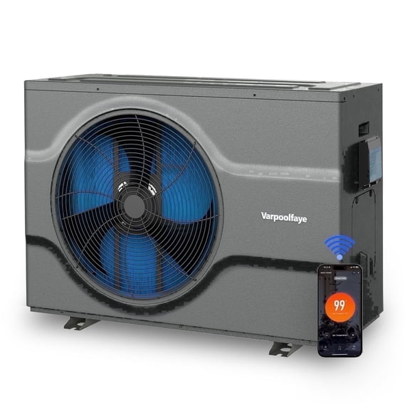 Inverter 60000 BTU Electric Pool Heat Pump for Inground Pool Heater Above Ground 220V 21000 Gallon Heating or Cooling WiFi Control Schedule