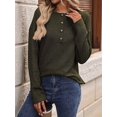 thumbnail image 4 of Womens Henley Long Sleeve Fall V Neck Fashion Dreesy Casual Tunic Sweaters Clothes Trendy Work Outfits  Green XL, 4 of 7