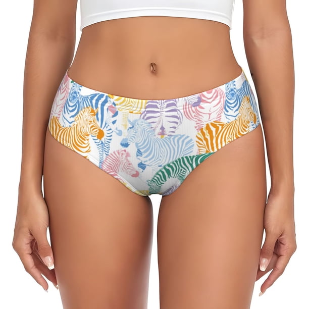 Balery Zebra Colourful Ropa Interior de Algodón para Mujer con Dibujo – Braguitas Cómodas y Elásticas, Estilo Clásico-Medium