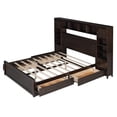 thumbnail image 6 of Harper & Bright Designs Queen Size Platform Bed with All-in-One Cabinet and Storage Shelf, Wooden Queen Bed Frame with 4 Drawers and Sockets, Espresso, 6 of 17