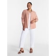 thumbnail image 2 of Terra & Sky Women's Plus Linen Striped Boyfriend Shirt, Sizes 0X-5X, 2 of 5