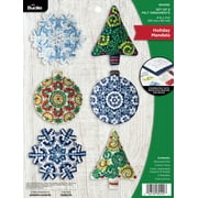 Bucilla Christmas Ornament Kit, Felt Applique, Mandala Christmas, Set of 6