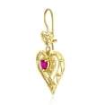 thumbnail image 5 of Wellingsale Ladies 14k Yellow Gold Polished Diamond Cut Red Fancy Heart Dangle Hanging Drop Earrings (21 X 39mm), 5 of 7