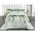 thumbnail image 2 of Ambesonne Eucalyptus Leaves Quilted Coverlet 3 Pcs, Leafy Branches, King Size, Fern Green Pastel Yellow, 2 of 4