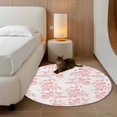 thumbnail image 3 of Pink Fruit Large Area Rugs for Bedroom Living Room, Soft Non Slip Carpet Bedside Rug, Vintage Plant Nature Botanical Flower Round Floor Cover Kitchen Accent Rug 4' for Dining Room/Office, 3 of 9