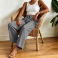 thumbnail image 5 of RFQWOVSR Women's Elastic Waist Drawstring Wide Leg Linen Pants with Pockets Loose Fit Casual Summer Trousers M, 5 of 5