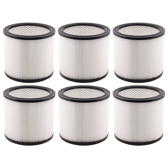 6 Pack Filter Cartridge Replacement Part 90304 90350 90333 Type U H12 Compatible with Shop Vac Wet & Dry Vacs