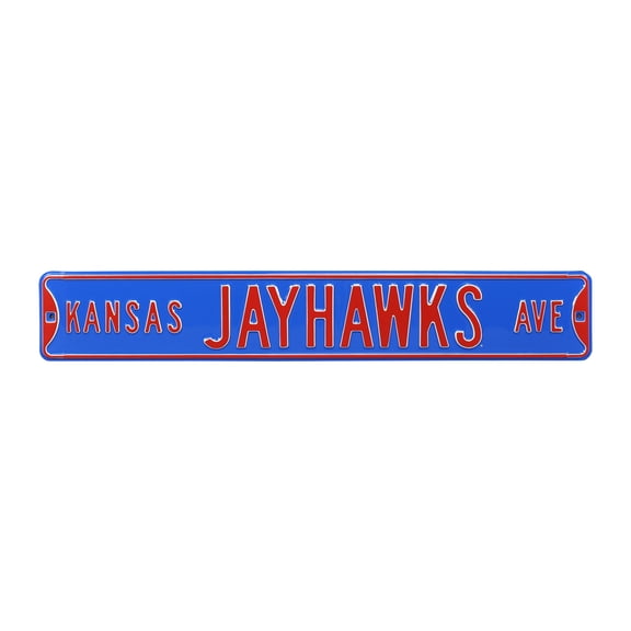 Blue Kansas Jayhawks 6" x 36" College Ave Street Sign
