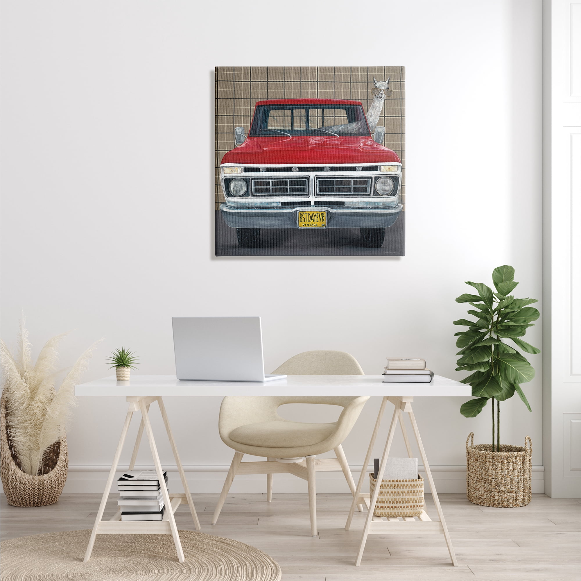 Stupell Industries Llama Aviator Sunglasses Red Truck Best Day Ever, 30 x 30, Design by Kamdon Kreations