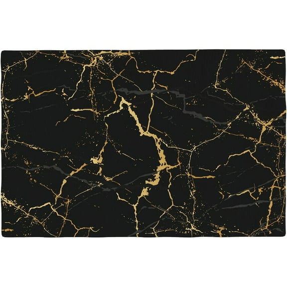 Black and Gold Marble Texture Placemats Set of 4 Marbling Texture Table Mats Table Tableware Place Mats with Non-Slip Heat-Resistant Washable for Dining Home Kitchen Party Indoor