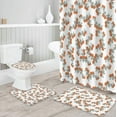 thumbnail image 3 of FMSHPON Orange 4 Piece Bathroom Set Shower Curtain Bath Rug Contour Mat and Toilet Lid Cover, 3 of 8