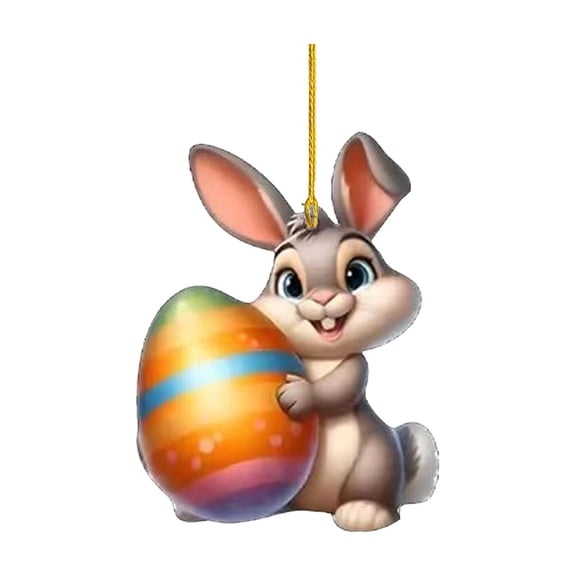 Cheapark Easter Cute Bunny Hanging Ornament 2D Flat Acrylic Small Hanging Decor for Tree Wall Window Mantel Holiday Home Party Decor