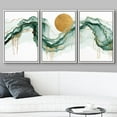 thumbnail image 3 of wall26 Framed Canvas Print Wall Art Set Gold Sunshine Sun Green Pastel Smoke Cloud Wave Nature Abstract Illustrations Modern Art Rustic Landscape for Living Room, Bedroom, Office - 24"x36"x, 3 of 5