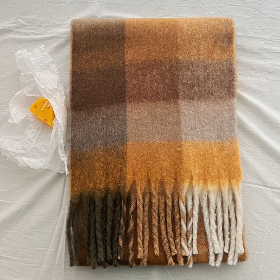 Tittly Scarf for Women Winter Scarf Women Fall Winter Scarf Classic Tassel Plaid Scarf Warm Soft Chunky Large Blanket Wrap Shawl Scarves Travel Scarf Hair Scarf A One Size