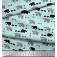 thumbnail image 3 of Soimoi Green polyester Crepe Fabric Bear & Text Fabric Prints By Yard 52 Inch Wide, 3 of 5
