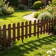 thumbnail image 5 of Brown Plastic Garden Fence - Picket Fence Edging for Lawns, Flowerbeds, and Plant Borders - Decorative Yard Fencing - Lawn Plastic Garden Fences with Insert, 5 of 7