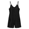 thumbnail image 4 of Jumpsuits for Women Casual Summer Rompers Sleeveless Loose Spaghetti Strap Shorts Overalls Jumpers with Pockets Black S, 4 of 9