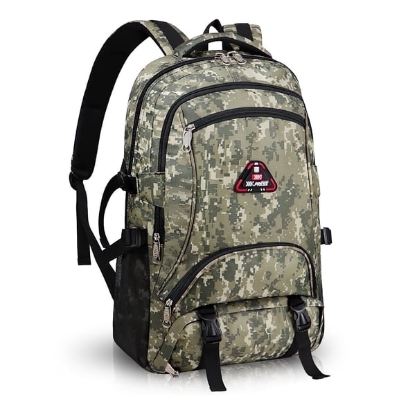 New York Xpress 40L Camo Backpack for Men & Women, Large Capacity Hiking Travel Backpack with Multiple Pockets, BP8023 - Light Khaki